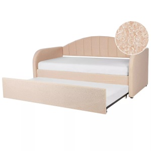 Beliani, Bett mit Lattenrost aus Bouclé Modern EYBURIE Bett mit Lattenrost aus Bouclé Modern EYBURIE