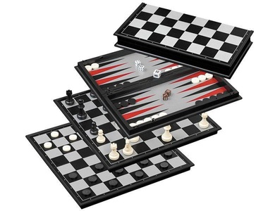 Philos GmbH & Co.KG, Philos 2506 Schach-Backgammon-Dame-Set magnetisch, Philos 2506 - Schach-Backgammon-Dame-Set, Kunststoff, Feld 37 mm, magnetisch