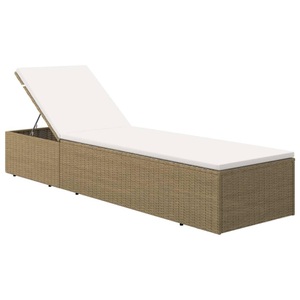 vidaXL, vidaXL Sonnenliege Poly Rattan Braun und Cremeweiß, vidaXL Sonnenliege Poly Rattan Braun und Cremeweiß