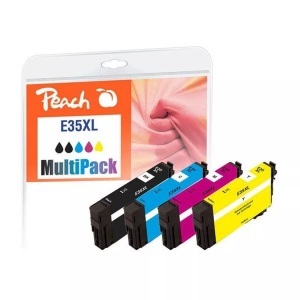 undefined, Peach Tinte Epson T3596, No 35XL Multi - 1x43, 3x24 ml, bk, c, m, y, Peach E35 4 Druckerpatronen XL (bk, c/m/y) ersetzt Epson T3596, No. 35XL, C13T35964010 für z.B. Epson WorkForce Pro WF -4720 DWF