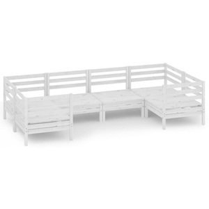 vidaXL, vidaXL 6-tlg. Garten-Lounge-Set Weiß Massivholz Kiefer, 