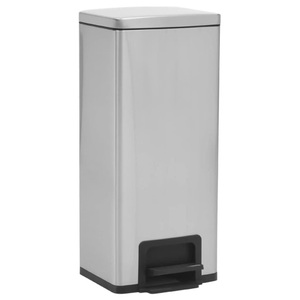 vidaXL, vidaXL Mülleimer mit Pedal Anti-Fingerabdruck 30 L Silbern Edelstahl, vidaXL Mülleimer mit Pedal Anti-Fingerabdruck 30 L Silbern Edelstahl