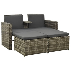 vidaXL, vidaXL 3-tlg. Garten-Lounge-Set mit Auflagen Poly Rattan Grau