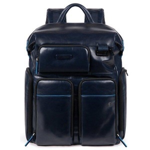 Piquadro, B2 Revamp - Fast-Check Laptoprucksack mit iPad®-Fach und Regenschutz Blau, 
