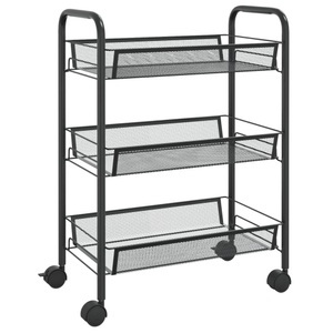 vidaXL, vidaXL Küchenwagen 3 Etagen Schwarz 46x26x64 cm Eisen, vidaXL Küchenwagen 3 Etagen Schwarz 46x26x64 cm Eisen
