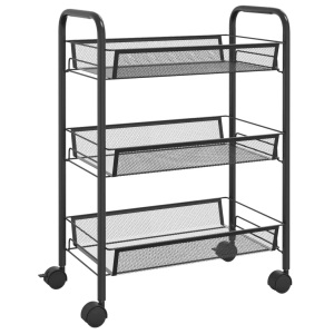 vidaXL, vidaXL Küchenwagen 3 Etagen Schwarz 46x26x64 cm Eisen, vidaXL Küchenwagen 3 Etagen Schwarz 46x26x64 cm Eisen