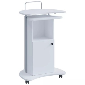MID.YOU, MID.YOU Stehpult 56/41/93 cm in weiss , Komil , Holzwerkstoff , 41x93 cm , melaminharzbeschichtet,Nachbildung , Stauraum , 000657009701, Stehpult Komil, mobil, höhenverstellbar, 1 offenes & 1 abschliessbares Fach mit Tür, B 560 x T 410 x H 930-1110 mm, Holz, weiss