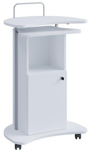 MID.YOU, MID.YOU Stehpult 56/41/93 cm in weiss , Komil , Holzwerkstoff , 41x93 cm , melaminharzbeschichtet,Nachbildung , Stauraum , 000657009701, Stehpult Komil, mobil, höhenverstellbar, 1 offenes & 1 abschliessbares Fach mit Tür, B 560 x T 410 x H 930-1110 mm, Holz, weiss
