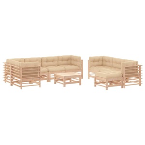 vidaXL, vidaXL 10-tlg. Garten-Lounge-Set mit Kissen Massivholz, vidaXL 10-tlg. Garten-Lounge-Set mit Kissen Massivholz