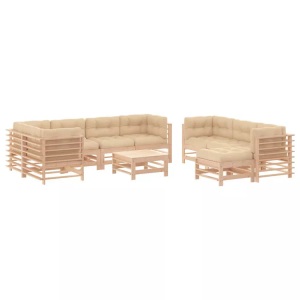 vidaXL, vidaXL 10-tlg. Garten-Lounge-Set mit Kissen Massivholz, vidaXL 10-tlg. Garten-Lounge-Set mit Kissen Massivholz