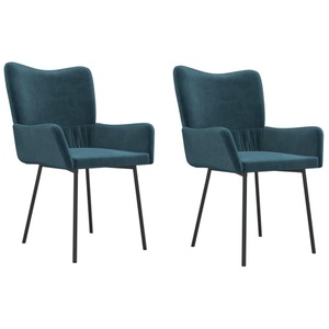 vidaXL, vidaXL Esszimmerstühle 2 Stk. Blau Samt, vidaXL Esszimmerstühle 2 Stk. Blau Samt