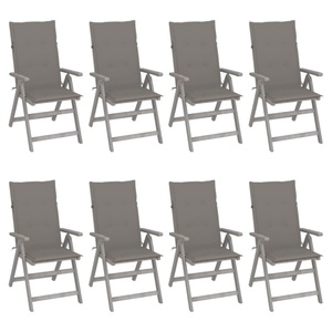 vidaXL, vidaXL Verstellbare Gartenstühle mit Auflagen 8 Stk. Grau Akazienholz