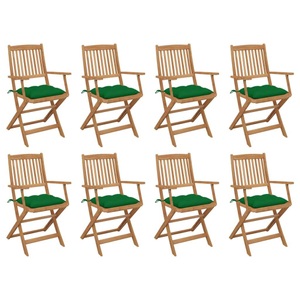 vidaXL, vidaXL Klappbare Gartenstühle mit Kissen 8 Stk. Massivholz Akazie, vidaXL Klappbare Gartenstühle mit Kissen 8 Stk. Massivholz Akazie