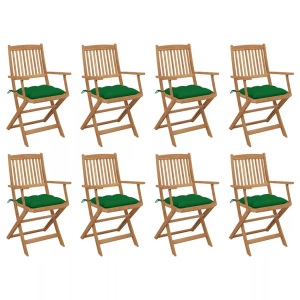 vidaXL, vidaXL Klappbare Gartenstühle mit Kissen 8 Stk. Massivholz Akazie, vidaXL Klappbare Gartenstühle mit Kissen 8 Stk. Massivholz Akazie