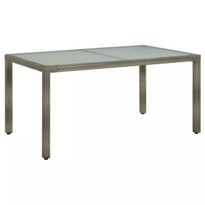vidaXL, vidaXL Gartentisch 150x90x75 cm Hartglas und Poly Rattan Grau, vidaXL Gartentisch 150x90x75 cm Hartglas und Poly Rattan Grau