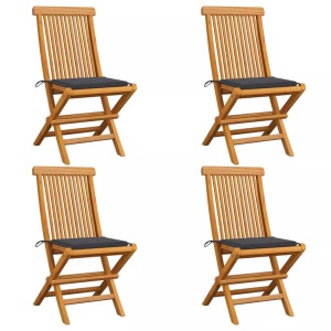 vidaXL, vidaXL Gartenstühle mit Anthrazit Kissen 4 Stk. Massivholz Teak, vidaXL Gartenstühle mit Anthrazit Kissen 4 Stk. Massivholz Teak