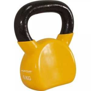 Tunturi, Tunturi Cast Iron Kettlebell Kettlebell gelb, Tunturi - Vinyl Gusseisen Kettlebell 6 kg, One Size