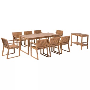 Beliani, Beliani Gartenmöbel Set Akazienholz 8-Sitzer SASSARI, Beliani - Essgruppe für 8 Personen mit Servierwagen aus Akazienholz Klassisch SASSARI, One Size, Light Beige