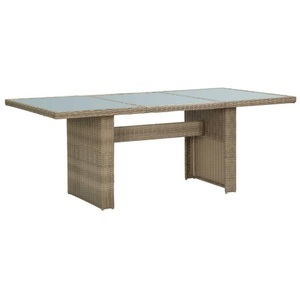 vidaXL, vidaXL Garten-Esstisch Braun 200x100x74 cm Glas und Poly Rattan, vidaXL Garten-Esstisch Braun 200x100x74 cm Glas und Poly Rattan