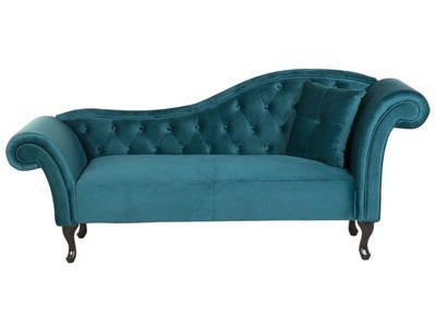 Beliani, Beliani Chaiselongue Samtstoff blau rechtsseitig LATTES, 