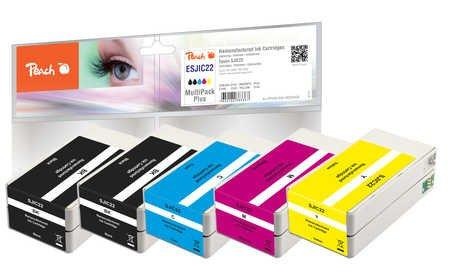 Peach, Peach Spar Pack Plus Tintenpatronen kompatibel zu Epson S020601*2, S020602, S020603, S020604, Peach Tinte Epson SJIC22 2x BK, 1x C, M, Y