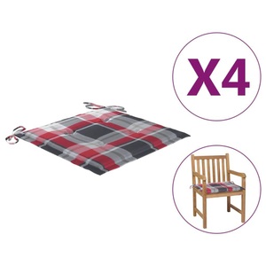 vidaXL, vidaXL Gartenstuhl-Sitzkissen 4 Stk. Rot Karomuster 50x50x4 cm Stoff, vidaXL Gartenstuhl-Kissen 4Stk. Rot Karomuster 50x50x3cm Oxford-Gewebe