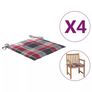 vidaXL, vidaXL Gartenstuhl-Sitzkissen 4 Stk. Rot Karomuster 50x50x4 cm Stoff, vidaXL Gartenstuhl-Kissen 4Stk. Rot Karomuster 50x50x3cm Oxford-Gewebe