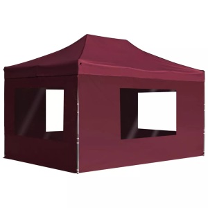 vidaXL, vidaXL Profi-Partyzelt Faltbar mit Wänden Aluminium 4,5×3m Weinrot