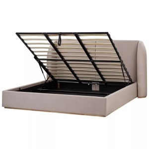 Beliani, Beliani - Bett mit Stauraum aus Stoff MONESTIER, 180x200 cm, Taupe
