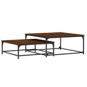 vidaXL, vidaXL Satztische 2 Stk. Braun Eichen-Optik Holzwerkstoff, vidaXL Satztische 2 Stk. Braun Eichen-Optik Holzwerkstoff
