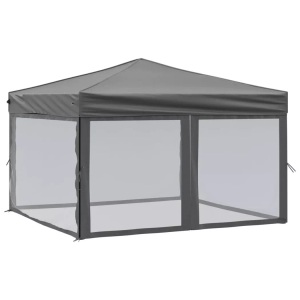 vidaXL, vidaXL Partyzelt Faltbar mit Seitenwänden Anthrazit 3x3 m, vidaXL Partyzelt Faltbar mit Seitenwänden Anthrazit 3x3 m