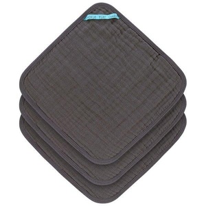 Lässig, Lässig Mull-Waschlappen LITTLE CHUMS (30x30) 3er-Pack in anthrazit, Mull-Waschlappen LITTLE CHUMS (30x30) 3er-Pack in anthrazit