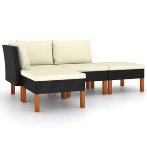 vidaXL, vidaXL 4-tlg. Garten-Lounge-Set mit Kissen Poly Rattan Schwarz