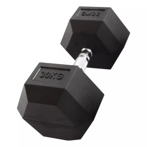 Gladiatorfit, Sechseckige Hantel Aus Gummi | Mehrere Gewichte Unisex Schwarz 30KG