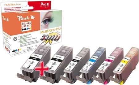 Peach, Peach Spar Pack Plus Tintenpatronen XL kompatibel zu Canon 2xPGI-570XL, CLI-571XL, Peach Tintenset Canon PGI-570XL / CLI-571XL C, M, Y, 3x BK
