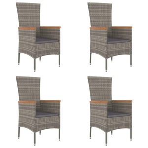 vidaXL, vidaXL Gartenstühle mit Kissen 4 Stk. Poly Rattan Grau, 