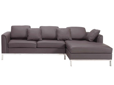 Beliani, Beliani Ecksofa Leder braun linksseitig OSLO, Beliani - Linksseitiges Ecksofa aus Echtleder Industriell OSLO, One Size, Braun Bunt