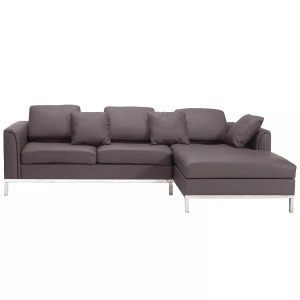 Beliani, Beliani Ecksofa Leder braun linksseitig OSLO, Beliani - Linksseitiges Ecksofa aus Echtleder Industriell OSLO, One Size, Braun Bunt