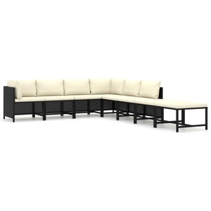 vidaXL, vidaXL 8-tlg. Garten-Lounge-Set mit Kissen Poly Rattan Schwarz