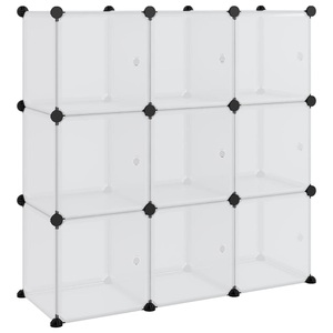 vidaXL, vidaXL Regalsystem mit 9 Würfeln und Türen Transparent PP, vidaXL Regalsystem mit 9 Würfeln und Türen Transparent PP