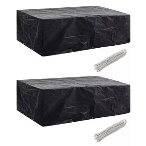 vidaXL, vidaXL Gartenmöbel-Abdeckungen 2 Stk. 8 Personen Poly Rattan 10 Ösen, vidaXL Gartenmöbel-Abdeckungen 2 Stk. 10 Ösen 300x140 cm