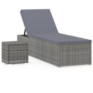 Diverse Hardware, Sonnenliege mit Auflage und Teetisch Poly Rattan Grau, vidaXL Sonnenliege mit Auflage und Teetisch Poly Rattan Grau