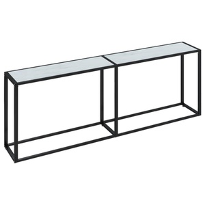 vidaXL, vidaXL Konsolentisch Weiß Marmor-Optik 220x35x75,5 cm Hartglas