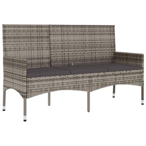 vidaXL, vidaXL Gartenbank 3-Sitzer mit Kissen Grau Poly Rattan