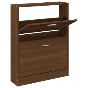 vidaXL, vidaXL Schuhschrank Braun Eichen-Optik 59x17x81 cm Holzwerkstoff, vidaXL Schuhschrank Braun Eichen-Optik 59x17x81 cm Holzwerkstoff