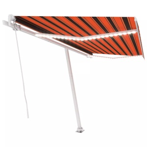 vidaXL, vidaXL Gelenkarmmarkise Einziehbar mit LED 450x350 cm Orange und Braun, vidaXL Markise Manuell Einziehbar mit LED 450x350 cm Orange Braun