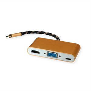 ROLINE, ROLINE GOLD Display Adapter USB Typ C - VGA / HDMI / C (PD), ROLINE GOLD Display Adapter USB Typ C - VGA / HDMI / C (PD)