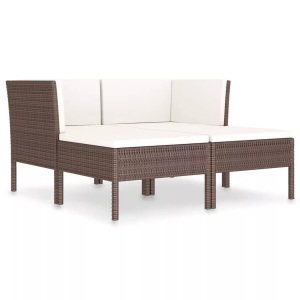 vidaXL, vidaXL 4-tlg. Garten-Lounge-Set mit Auflagen Poly Rattan Braun, vidaXL 4-tlg. Garten-Lounge-Set mit Auflagen Poly Rattan Braun
