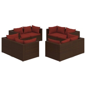 vidaXL, vidaXL 8-tlg. Garten-Lounge-Set mit Kissen Poly Rattan Braun