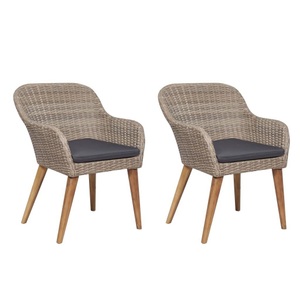 vidaXL, vidaXL Gartenstühle mit Polstern 2 Stk. Poly Rattan Braun